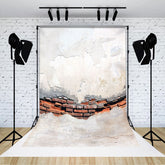 Aperturee - Retro Worn White Red Brick Wall Photoshoot Backdrop